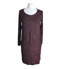 CUT LOOSE Pullover Shift Dress M Reversible Long Slv. Stretch Jersey Knee Length