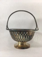 Silverplate Reticulated Basket Display Bowl 5.5" Candy Dish Trinket Dish GM CO E