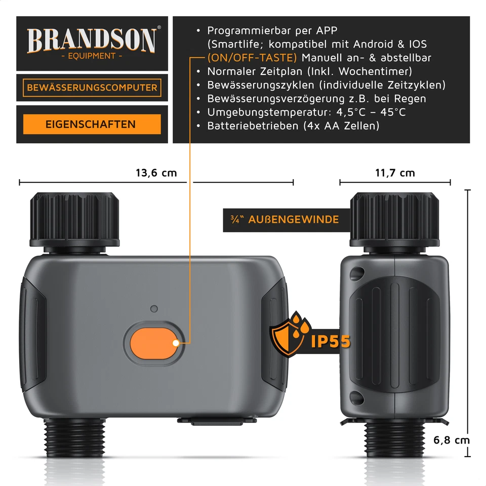 Brandson EL Bewässerungscomputer Wlan Programmierbar per APP IP55 - Bild 2 von 4