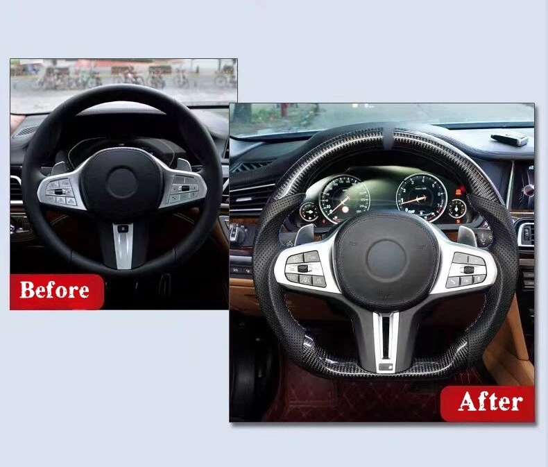 Real carbon fiber Steering Wheel BMW G20 G80 M3 320I 325I 330I 3-Series W/Heated Foto 3 de 4
