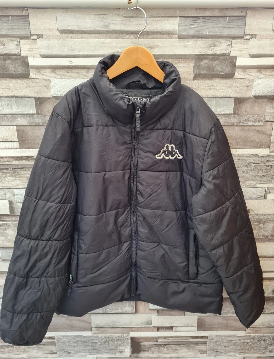 BOYS BLACK KAPPA LOGO THICK WINTER PADDED ZIP UP SPORTS JACKET COAT UK XXL