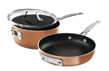 Gotham Steel Stackmaster 3 Piece Set Small Nonstick Space Saving Pans