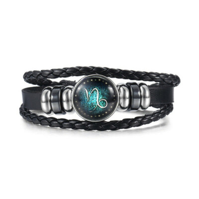 CECE&COLE Bracciale Luminoso con Dodici Costellazioni, Braccialetti Elastici con Perline Nere, Ciondolo con Gemme del Tempo retrò, Braccialetti per Gioielli, Regali di Amicizia, Acquario, Regolabile