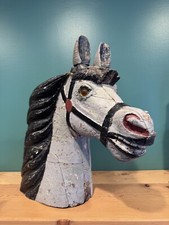 Antique Carved Wood Folk Art Carousel Horse Head - Amusement Park , Boardwalk