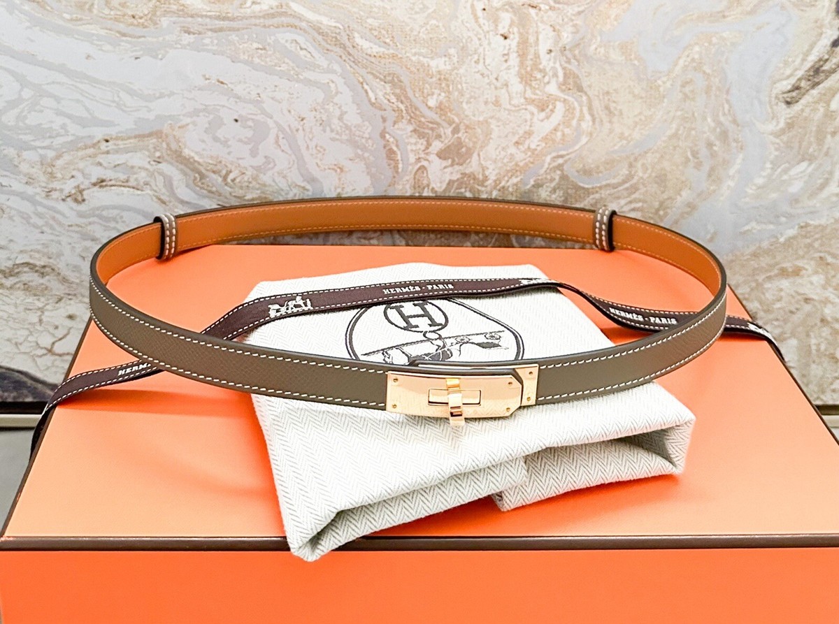 Hermes Epsom Kelly Etoupe Leather Belt