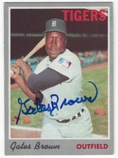 Autographed Gates Brown Detroit Tigers 1970 TOPPS card #98 w/COA