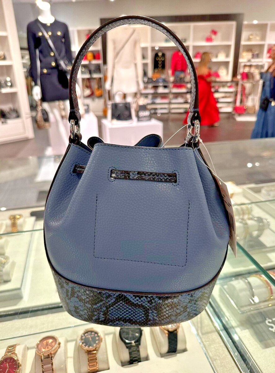 Michael Kors Reed Medium Leather Belted Bucket Crossbody Messenger 
