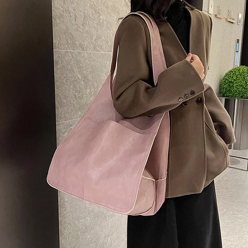 Women Large Capacity Soft Leather Casual Tote Shoulder Bag Retro Shopper Handbag - Picture 7 of 35
