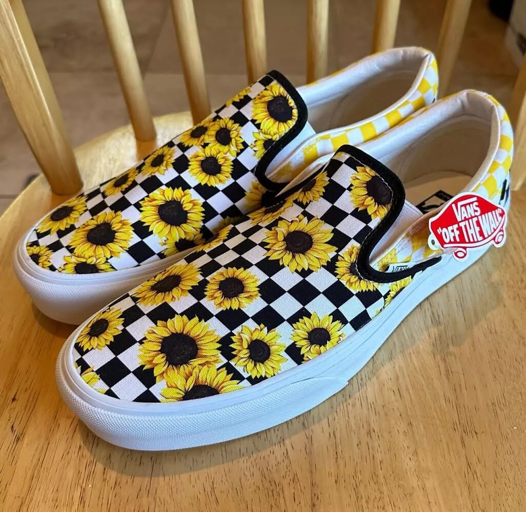 Vans Checkered Slip On Custom Shoes, Black/Off White