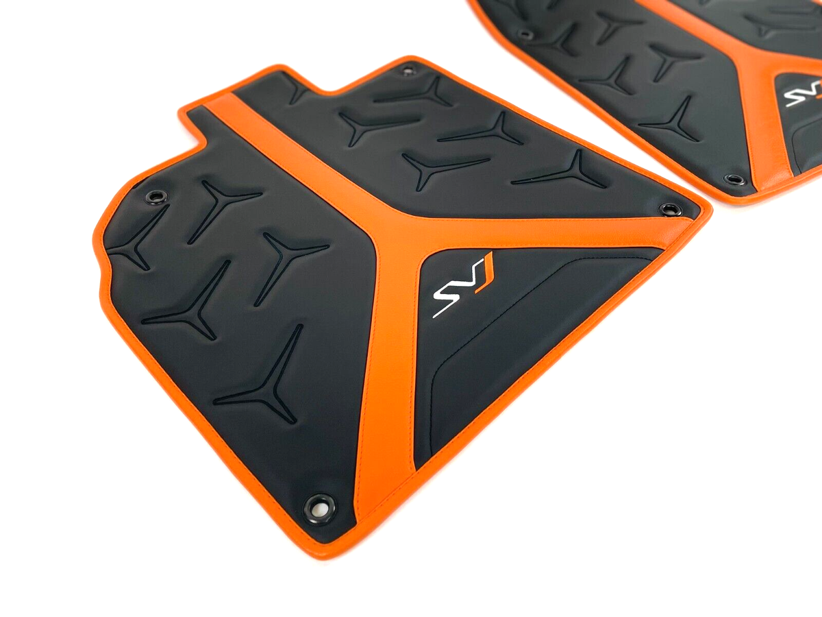 Lamborghini SVJ Eco Leather Floor Mats Black/Orange | eBay