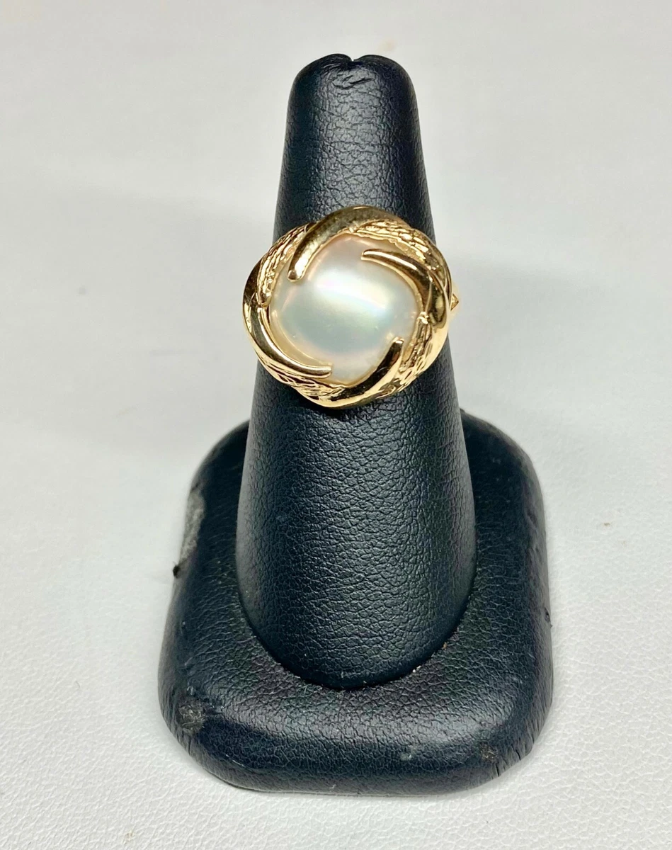 Women s 14k Yellow Gold and Mabe Pearl Ring Size 6.5