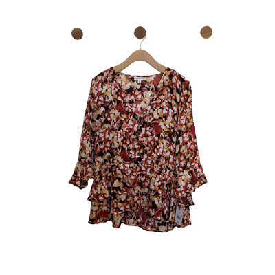 NWT Ophelia Roe Womens Blouse Size Large Flowey Career Button-front