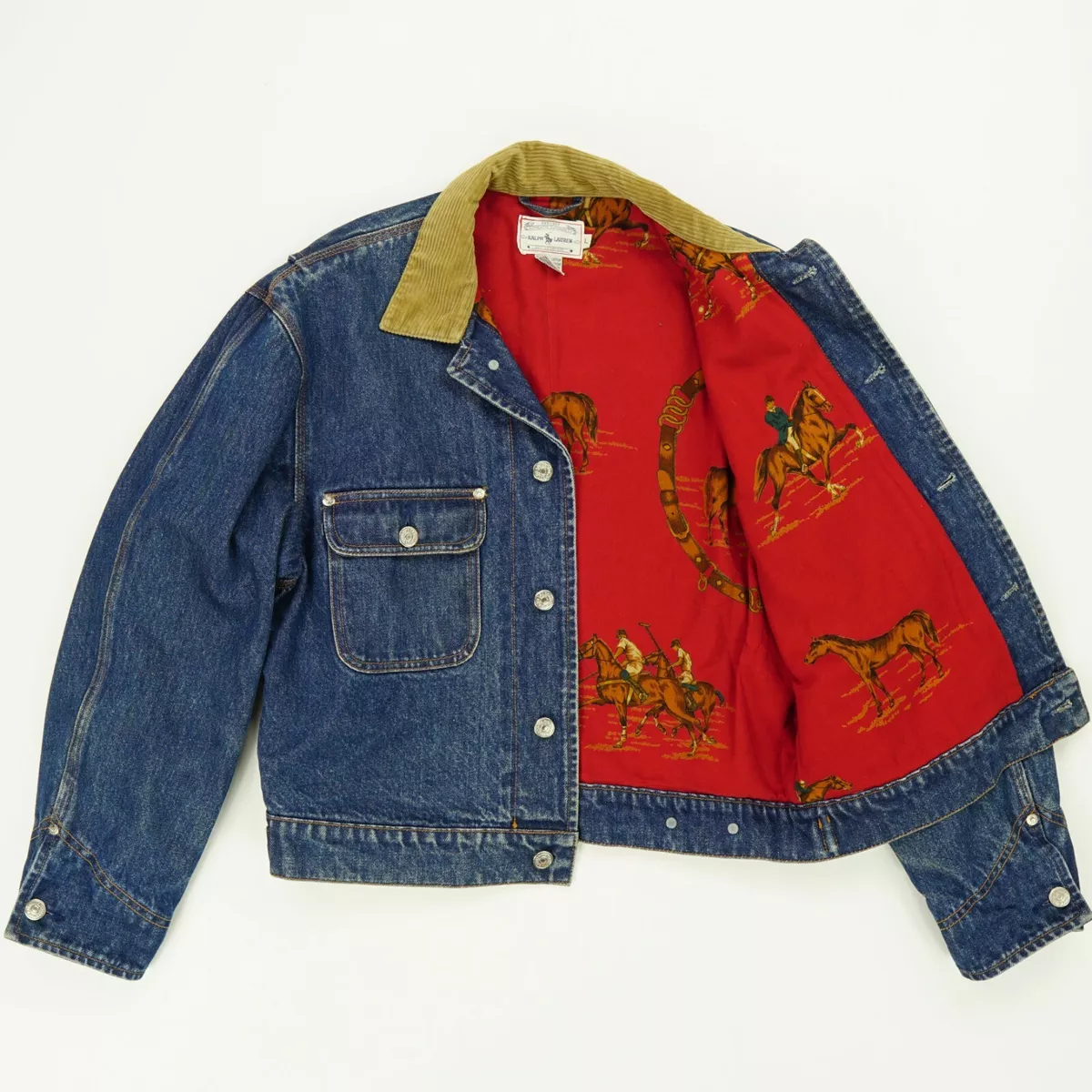 Vintage Polo Ralph Lauren (L) Equestrian Lined Denim Trucker Jacket