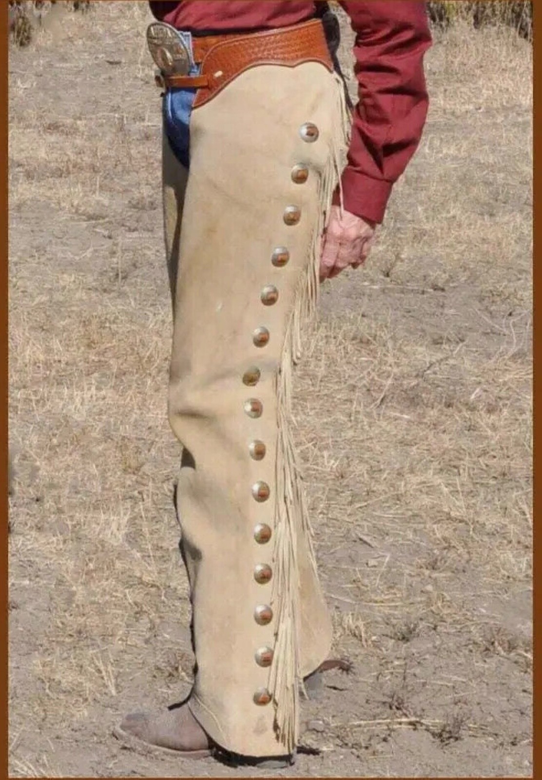 Western Cowboy Chap Fringes Suede Leather Pant Riding Chaps