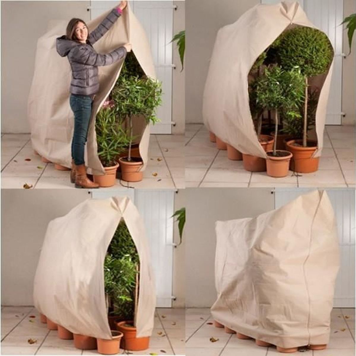 Housse d'hivernage pour plantes et arbustes de terrasse grand voile protecteur pour olivier en pot