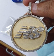 2.20CT Round Real Moissanite Gold Plated 925 Silver Men's Customize Pendant