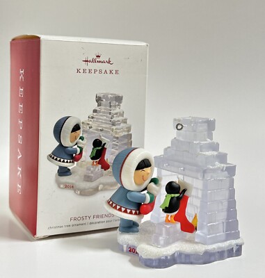 2018 Hallmark  Frosty Friends   #39 Series Eskimo & Penguin at Ice Mantel