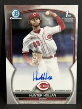 2023 Bowman Chrome Draft Reds 1st Bowman Hunter Hollan Base On-Card Auto