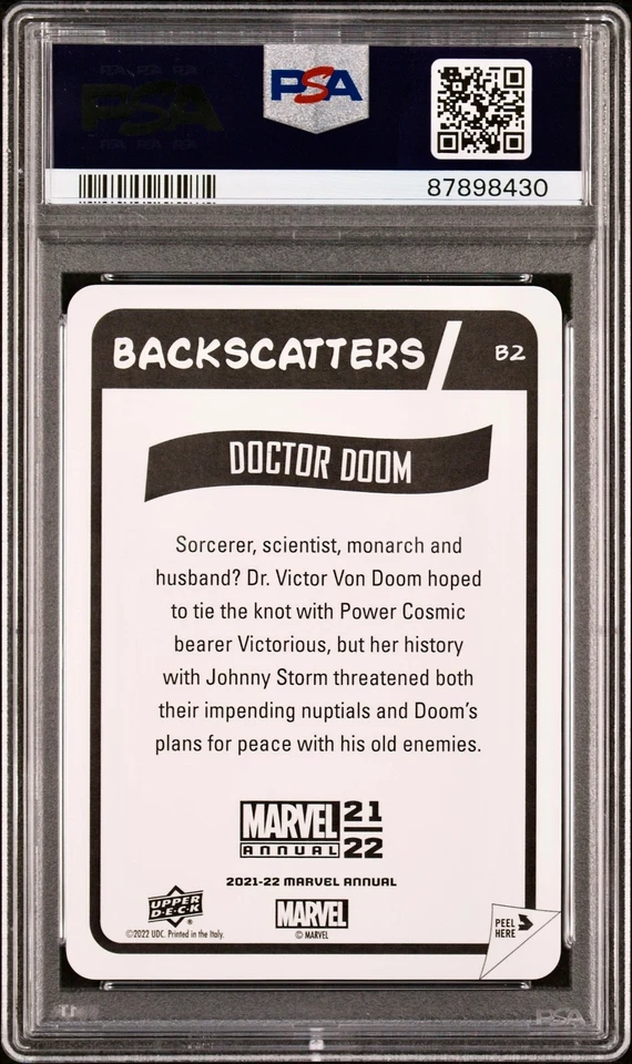 PSA 10 DR. DOOM BACKSCATTERS GOLD B2 2021-22 UPPER DECK MARVEL ANNUAL - Image 2 of 2