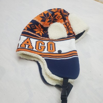Chicago Bears Winter Trapper Hat Knit  Ear Flap Adult Team Pom Pom   NWT