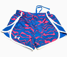 UNDER ARMOUR  Girls Athletic Shorts  Blue  Pink Waves  XXS 