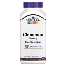 21st Century Cinnamon Plus Chromium 2000 mg 120 Veggie Caps No Artificial