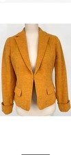 J.Crew womens size 4 Tweed 100 Wool Hacking Blazer Yellow Ochre solid pockets
