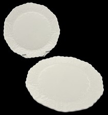2 Rare LA JOLIE MUSE Salad Plates Embossed Lace Rims On White Porcelain 7.5?