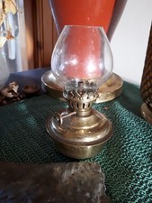 Vintage Miniature Old Kelly Oil Lamp With Brass Base & Clear Glass Shade