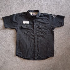 Dickies Work Shirt Mens Large Black Genuine Logo Patch Short Sleeve Button Up