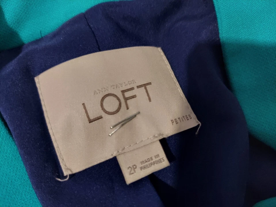 Womens Ann Taylor Jacket Blazer 2P Petite Blue - Image 3 of 4