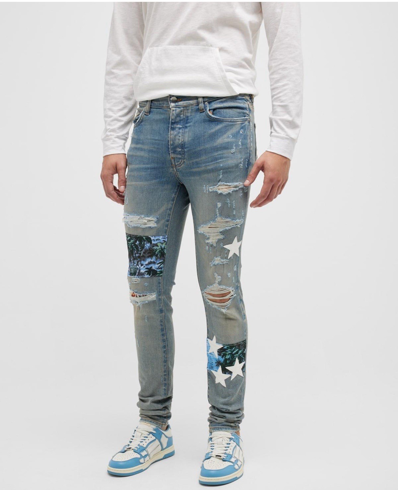 AMIRI Men's Hawaiian Star Patch Distressed Jeans Size 36 | eBay
