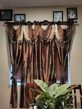 Window Curtain Set 5 Piece 54X84 Panels Valance Tiebacks Bedroom Living Room New