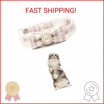 GoldTiger Cat Collar with Bow Tie, Cute Pearl Cat Collar with Breakaway, Suitabl