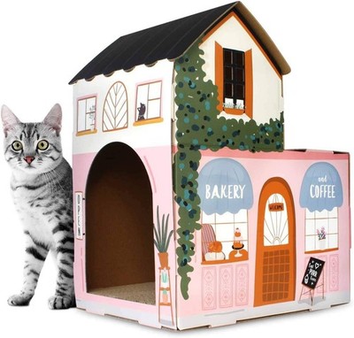 Cat House with Scratcher & Catnip Included - Coffee House