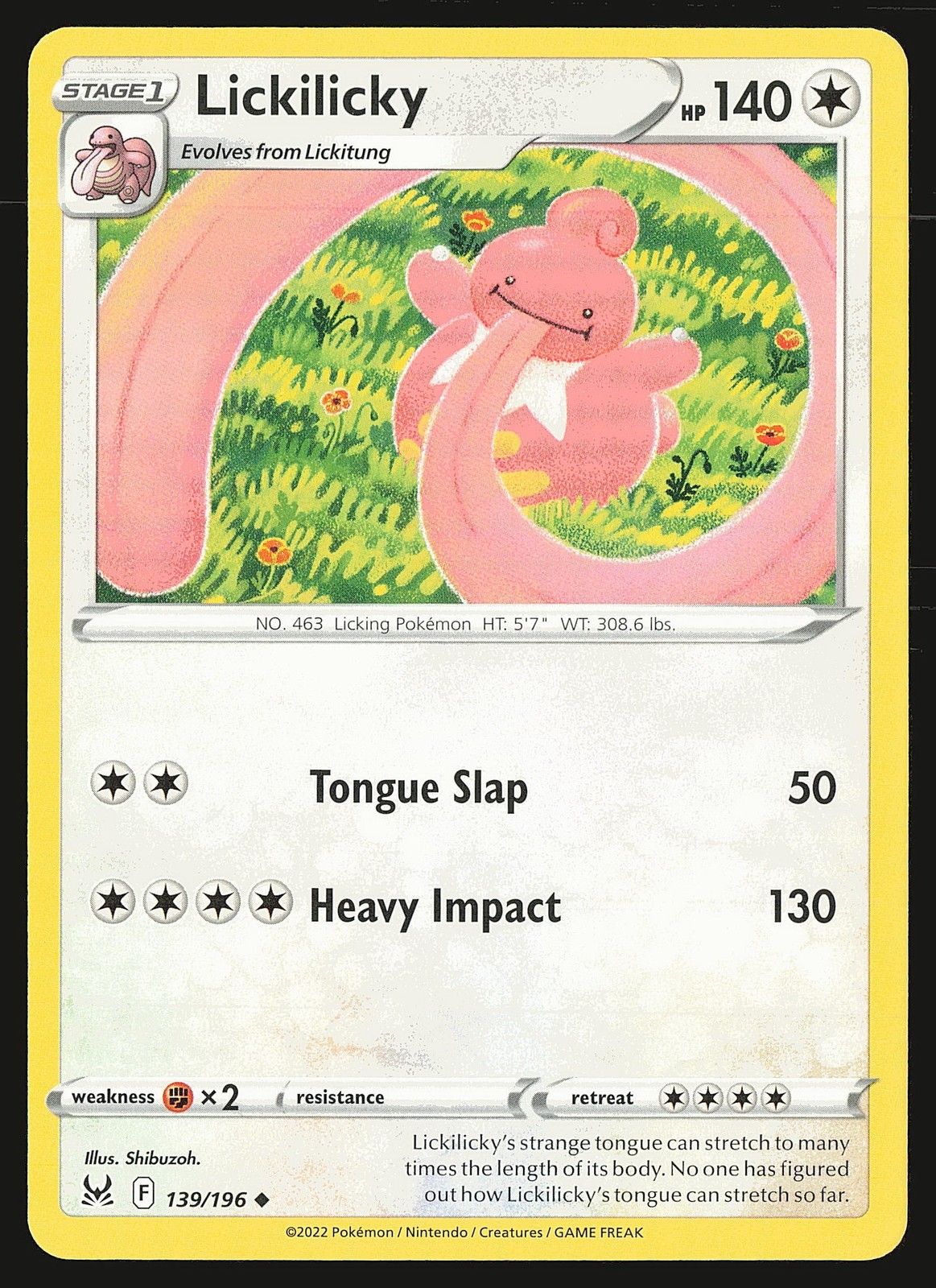 SWSH11: Lost Origin Lickilicky #139/196 Uncommon Pokemon Card