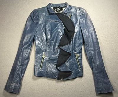 Royal underground leather jacket COLOR BLUE size X small  Vintage