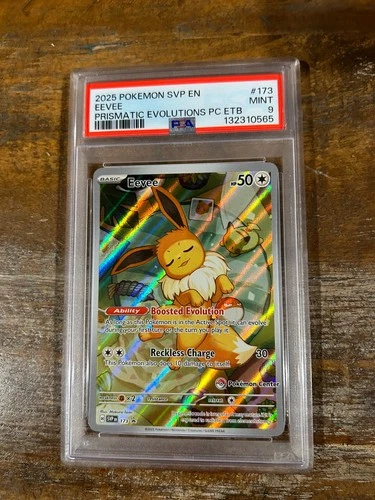 POKEMON 2025 Prismatic Evolutions ETB EEVEE Pokemon Center #173 PSA 9 Mint 4