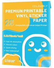 Sticker Paper Clear Printable Vinyl for Inkjet Printer-25 Transparent Dry-Qui...