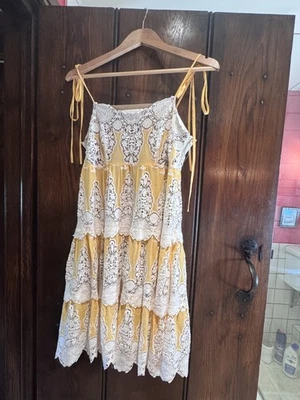 Miguelina dress, yellow with white lace, XS, never worn - Image 1 of 4