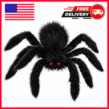 Halloween Giant Spider 30cm Black Plush Scary Outdoor Yard Decor Party Prop