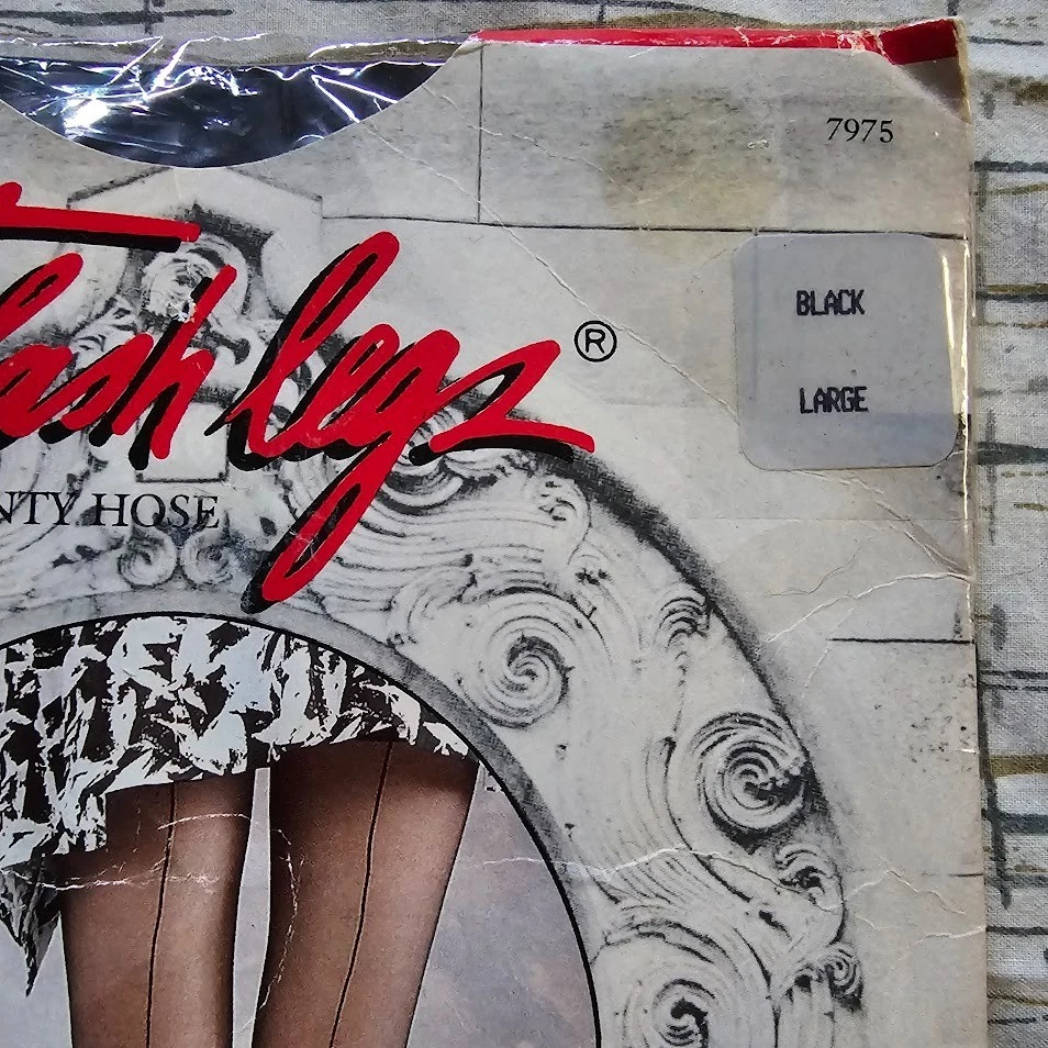 Pantimedias de Colección Años 80 Nueva Ola Glam Gótico Transparente Negro Cubano Tacón Costura Trasera L Foto 2 de 4