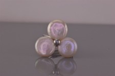 Sterling Silver 24mm White Freshwater Pearl Flower Triple Band Ring 925 Sz: 6