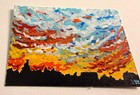 Original ACEO - Sunset Glow Over the City Landscape, Acrylic Painting OOAK — photo 2