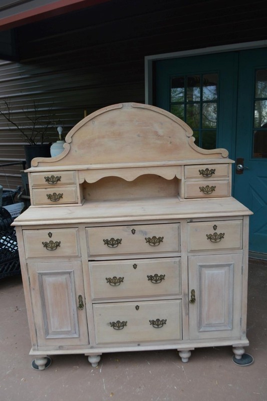 Vintage Washed Rustic Pine Sideboard Credenza Dresser W/ Arched Top & Drawers VA