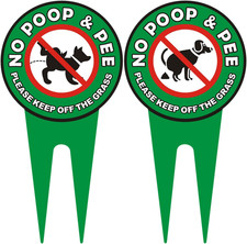 2 PCS No Dog Poop Signs for Yard, 12 X 6 Inch Double Sided PLEASE KEEP off the G