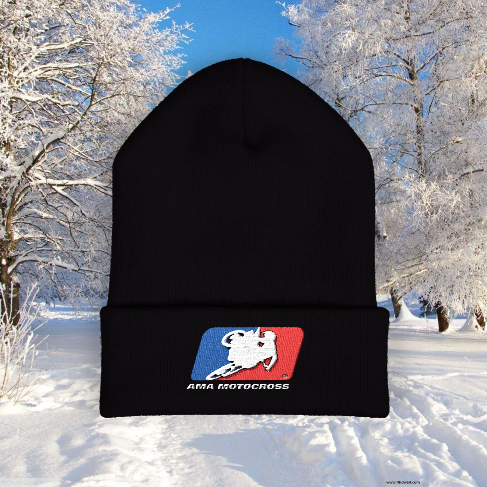 AMA Motocross Black Beanie Hat Size Adult