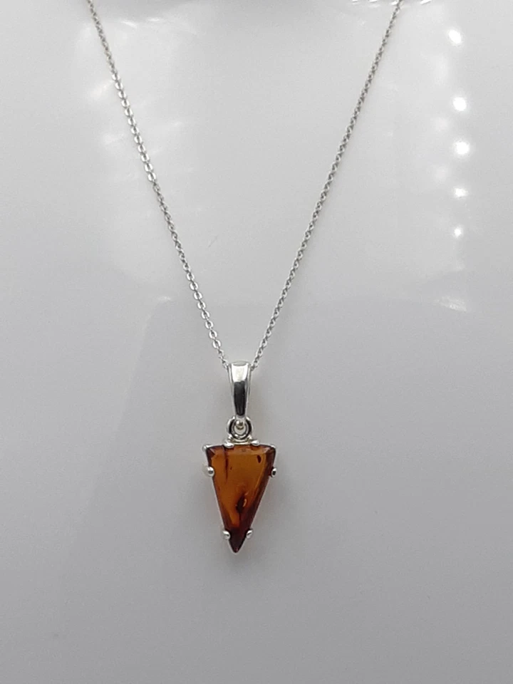Pendente In Design Di Ambra 925 Argento Sterling Collana Dalla Lituania - Immagine 2 di 4