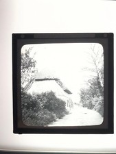MAGIC LANTERN SLIDE THATCH COTTAGE ALONG TRACK LAKE DISTRICT  c1896