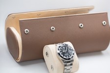 Tan Watch Roll Holder 3 Watches Saffiano Leather Cream Interior Fathers Day Gift
